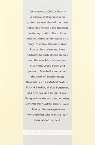 Contemporary Critical Theory: A Selective Bibliography,Used
