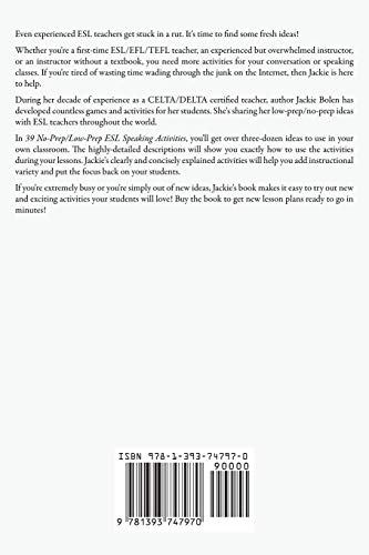 39 NoPrep/LowPrep ESL Speaking Activities: For Teenagers and Adults,Used