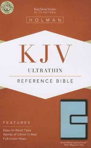 Holy Bible: King James Version, Brown / Blue, Leathertouch, With Magnetic Flap, Ultrathin Reference Edition,Used