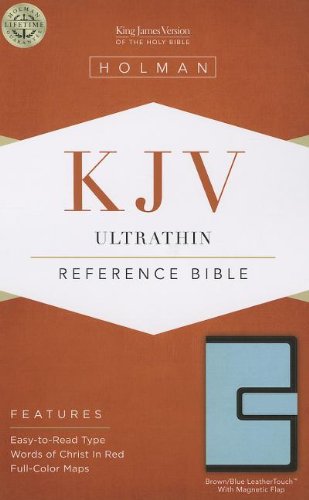 Holy Bible: King James Version, Brown / Blue, Leathertouch, With Magnetic Flap, Ultrathin Reference Edition,Used