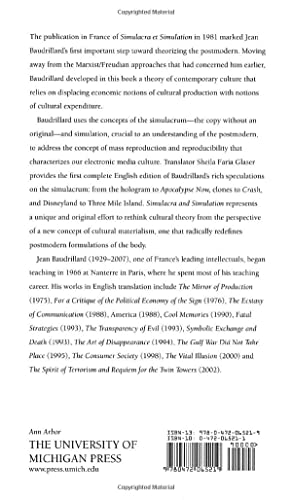 Simulacra And Simulation (The Body, In Theory: Histories Of Cultural Materialism),New