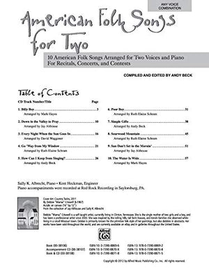 American Folk Songs for Two: 10 American Folk Songs Arranged for Two Voices and Piano for Recitals, Concerts, and Contests (For ,Used