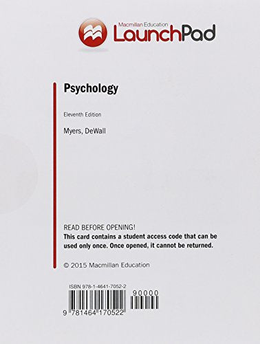 LaunchPad for Psychology (Six Month Access),Used