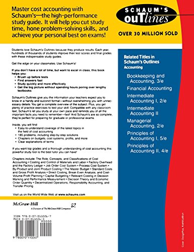 Schaum's Outline of Cost Accounting, 3rd, Including 185 Solved Problems,New