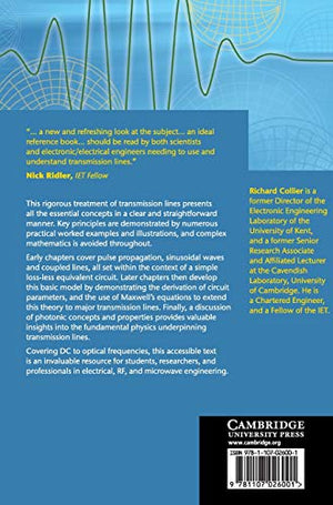 Transmission Lines: Equivalent Circuits, Electromagnetic Theory, and Photons (The Cambridge RF and Microwave Engineering Series),Used