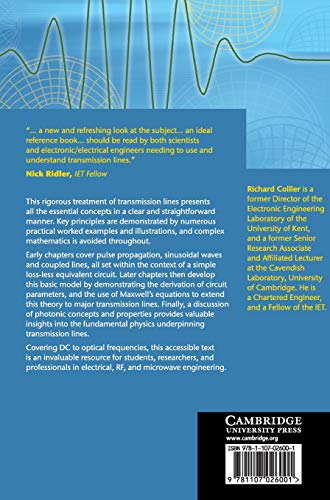 Transmission Lines: Equivalent Circuits, Electromagnetic Theory, and Photons (The Cambridge RF and Microwave Engineering Series),Used