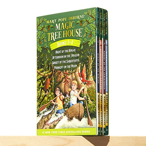 Magic Tree House Boxed Set, Books 58: Night of the Ninjas, Afternoon on the Amazon, Sunset of the Sabertooth, and Midnight on t,Used