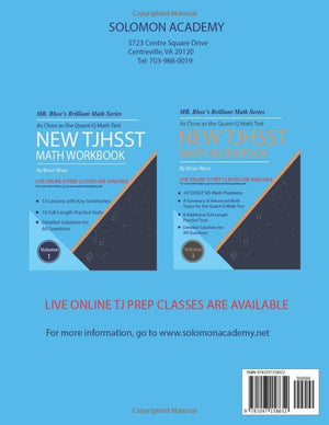 New TJHSST Math Workbook Volume 2: Advanced Workbook for the QuantQ Math Test,Used