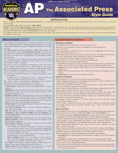 AP  Associated Press Style Guide QuickStudy Laminated Reference (QuickStudy Academic),New
