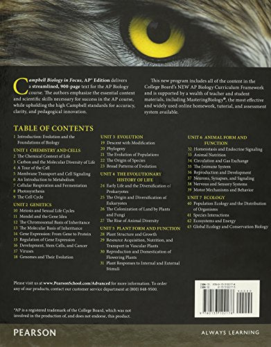 CAMPBELL BIOLOGY IN FOCUS, AP Edition by Pearson - Essential Concepts for AP Biology Success