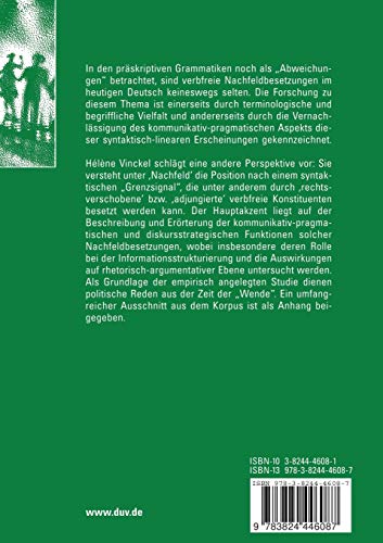 Die diskursstrategische Bedeutung des Nachfelds im Deutschen: Eine Untersuchung anhand politischer Reden der Gegenwartssprache (,Used