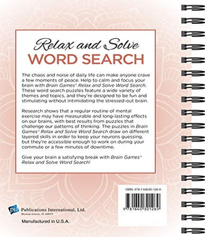 Brain Games  Relax and Solve: Word Search (Coral),Used