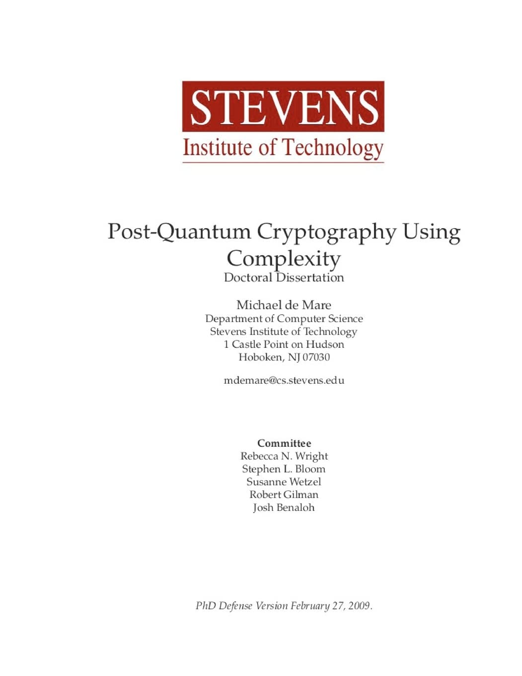 Postquantum Cryptography Using Complexity,Used