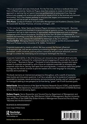 Corporate Sustainability in the 21st Century: Increasing the Resilience of SocialEcological Systems,Used