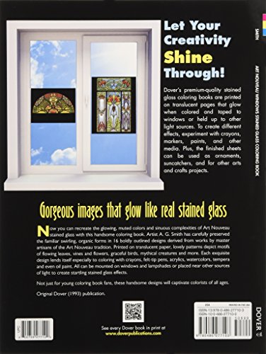 Art Nouveau Windows Stained Glass Coloring Book (Dover Design Stained Glass Coloring Book),Used