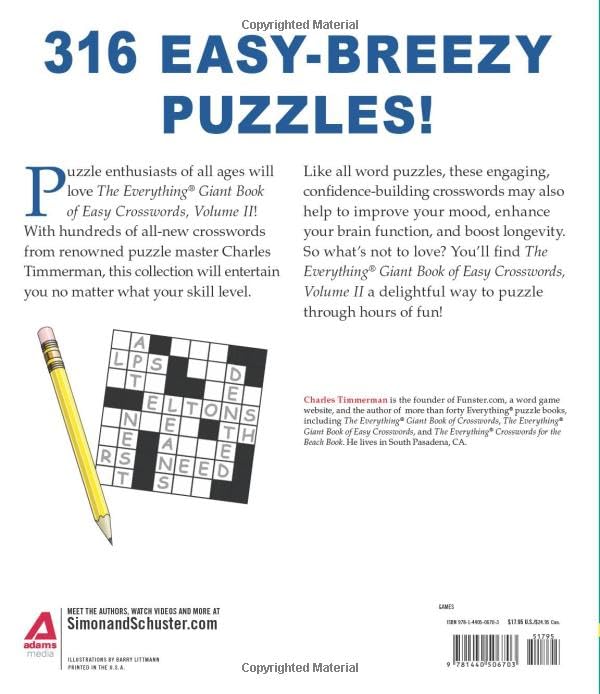 The Everything Giant Book of Easy Crosswords, Volume II: More than 300 quick and easy crosswords (Everything Series),Used