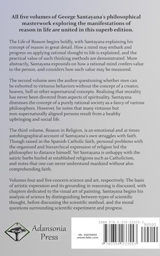 The Life of Reason: or, The Phases of Human Progress  All Five Volumes, Complete and Unabridged (Hardcover),Used