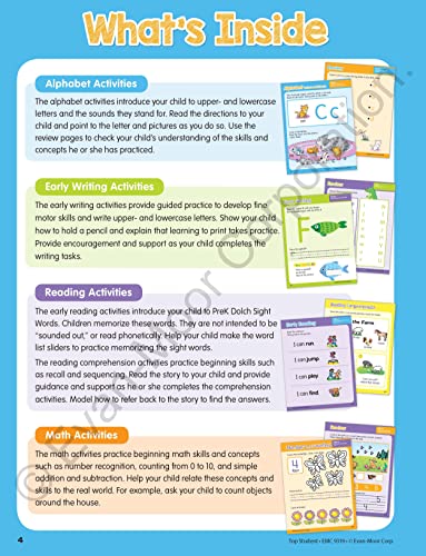EvanMoor Top Student, Grade Pre K Workbook (EMC9319),Used