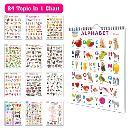 Chart Book Collections For Early Learning : Kids Learning Chart Book, My First All In One Spiral Chart KidS Chart Book Collection With 24 Topics