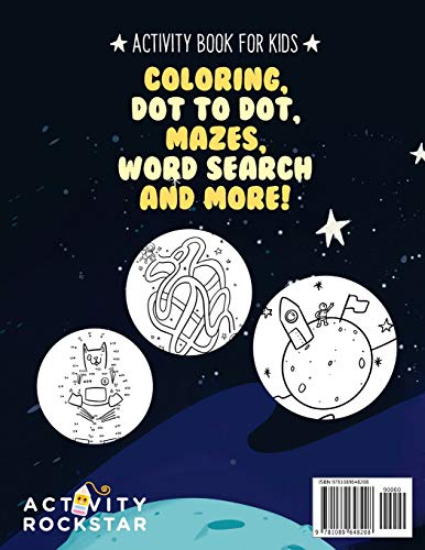 Space Activity Book for Kids Ages 48: Fun Art Workbook Games for Learning, Coloring, Dot to Dot, Mazes, Word Search, Spot the D,Used