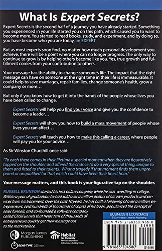 Expert Secrets: The Underground Playbook For Creating A Mass Movement Of People Who Will Pay For Your Advice (1St Edition)