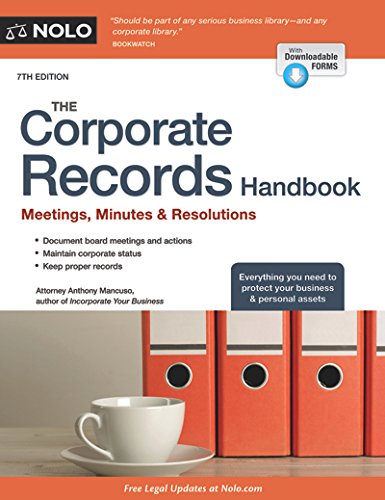 Corporate Records Handbook, The: Meetings, Minutes & Resolutions,Used