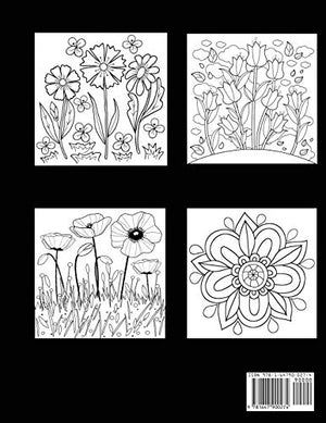 Large Print Coloring Book: Easy Flower Patterns,Used