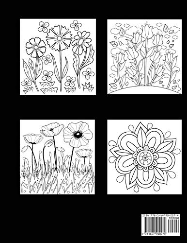 Large Print Coloring Book: Easy Flower Patterns,Used