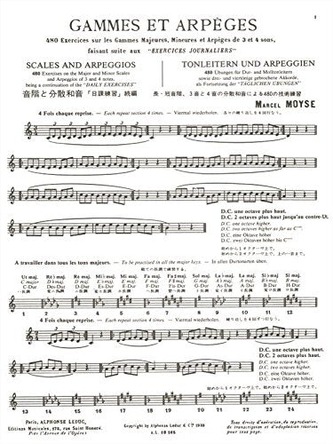 MARCEL MOYSE : GAMMES ET ARPEGES  480 EXERCICES POUR FLUTE TRAVERSIERE,Used