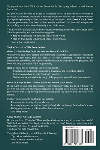 Excel VBA & Excel Macros: Mastering Excel VBA, Tips and Tricks of VBA Programming and Mastering Excel Macros,Used
