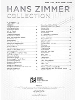 Hans Zimmer Collection: Piano Solo & Piano/Vocal,New
