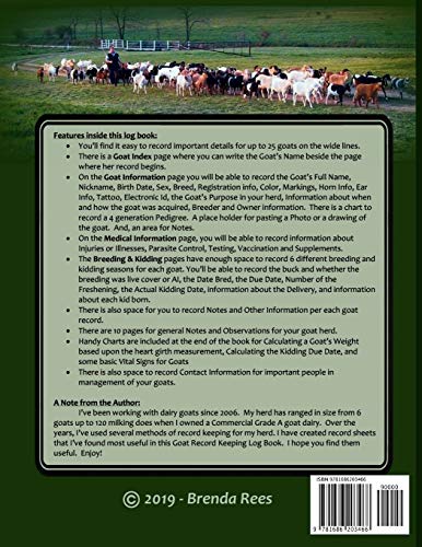The Goat Record Keeping Log Book: A Journal Designed for Goat Owners to Organize and Track Vital Information (Farm Management Re,Used