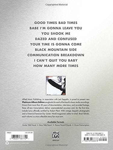 Led Zeppelin  I Platinum: Piano/Vocal/Chords (Alfred'S Platinum Album Editions)