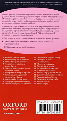Vascular Surgery (Oxford Specialist Handbooks in Surgery),Used