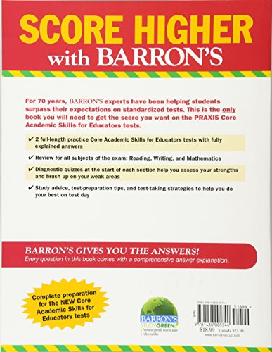 Barron's PRAXIS Core Exams: Core Academic Skills for Educators,Used