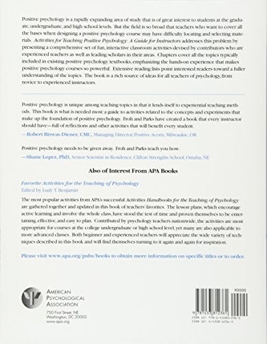Activities for Teaching Positive Psychology: A Guide for Instructors,Used