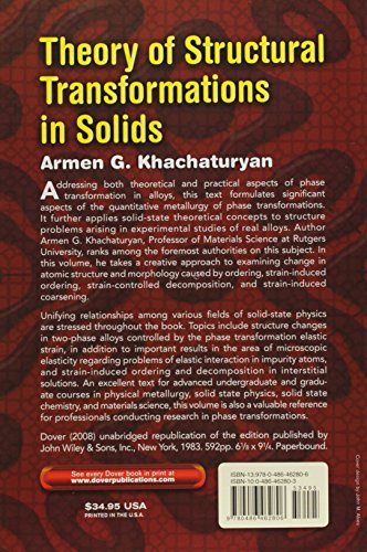 Theory of Structural Transformations in Solids (Dover Books on Engineering),Used