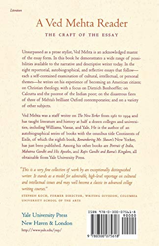 A Ved Mehta Reader: The Craft of the Essay,New