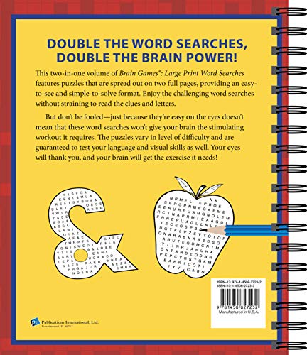 Brain Games  2 Books in 1  Word Searches (Large Print),Used