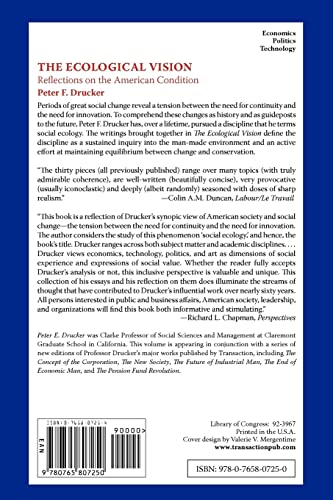 The Ecological Vision: Reflections On The American Condition,New