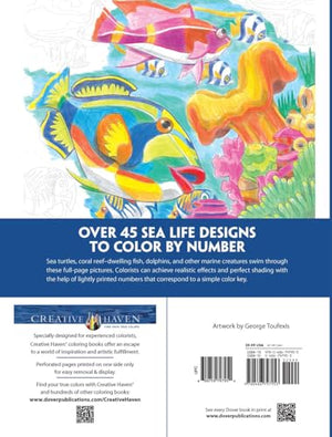 Creative Haven Sea Life Color By Number Coloring Book (Adult Coloring Books: Sea Life)-used