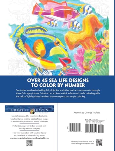 Creative Haven Sea Life Color By Number Coloring Book (Adult Coloring Books: Sea Life)-used