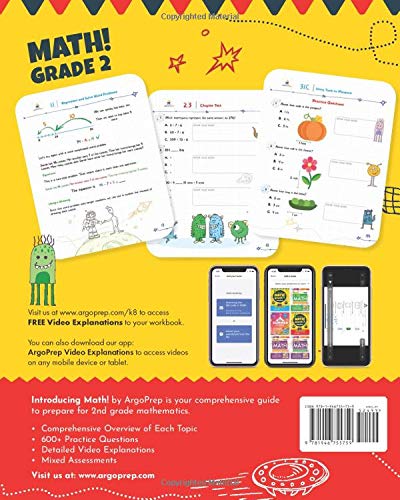Introducing MATH! Grade 2 by ArgoPrep: 600+ Practice Questions + Comprehensive Overview of Each Topic + Detailed Video Explanati,Used