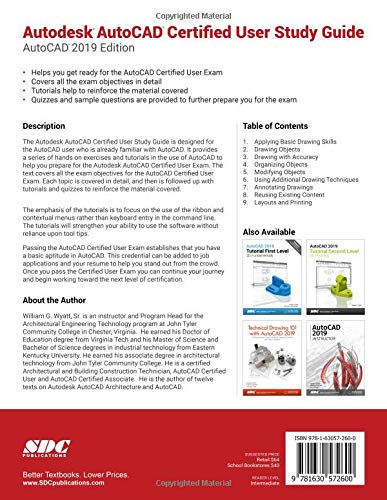 Autodesk AutoCAD Certified User Study Guide (AutoCAD 2019 Edition),Used