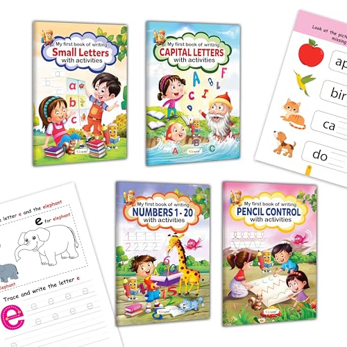Writing Workbook For Beginners : Fun Writing Practice For Kids, Kids Writing Practice Activities, Preschool Writing Books | Pack Of 4 Books