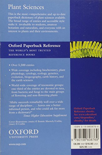 A Dictionary of Plant Sciences (Oxford Paperback Reference),Used