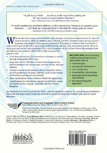 Interventions for Speech Sound Disorders in Children (Communication and Language Intervention),New