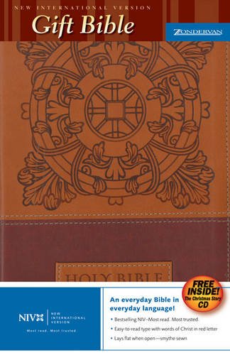NIV Gift Bible Dark Tan/Burgundy Italian DuoTone,Used