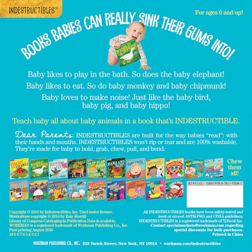 Indestructibles: Baby Animals: Chew Proof ? Rip Proof ? Nontoxic ? 100% Washable (Book for Babies, Newborn Books, Safe to Chew),New