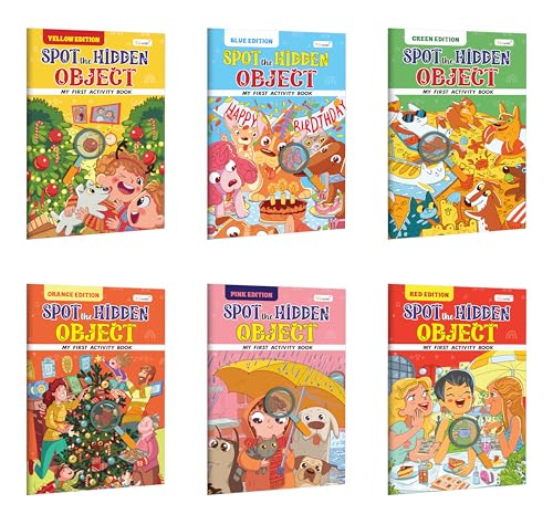 My First Activity Book Spot The Hidden Object  Yellow, Green, Blue, Pink, Orange And Red Edition :- Kindergarten Learning Activity Book, Educational Workbook For Kids | Pack Of 6 Activity Books